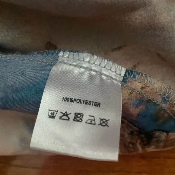 Micas Marble Print Satin Slip Dress Blue Brown Cowl Neck Midi Size M - Picture 7 of 13